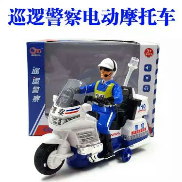 巡逻警察电动摩托车 2388灯光 音乐 万向警车 儿童玩具地摊货混批