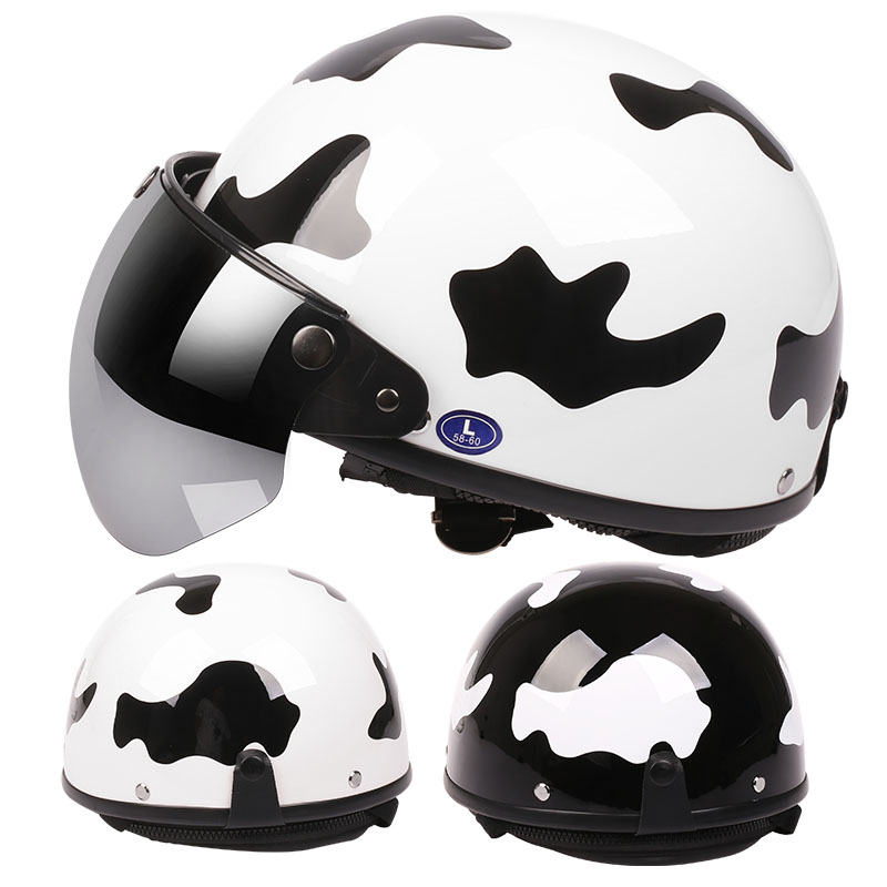 VAR新国标3C认证奶牛电动摩托车头盔男半盔电瓶车女士夏季安全帽