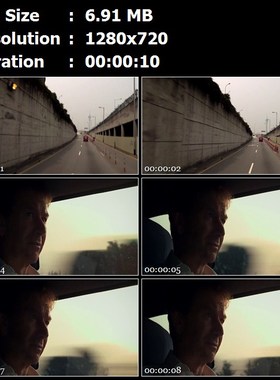 老外澳门旅行坐车公路汽车快速行驶高清实拍视频素材