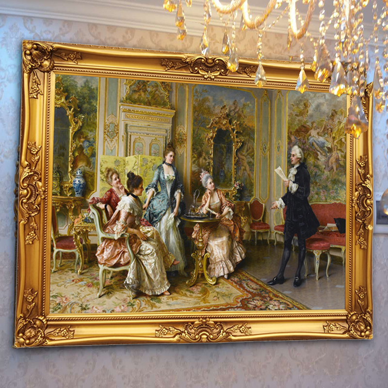 欧式复古油画古典客厅沙发背景玄关走廊风景大挂画宫廷装饰画别墅