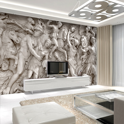欧式罗马人物雕塑像复古3D墙纸客厅卧室电视沙发背景墙壁纸壁画