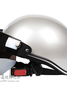 台湾EVO纯银色哈雷电动摩托车头盔男女通用安全帽防晒紫外线夏季