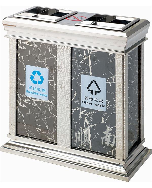 室内分类垃圾桶双桶不锈钢果皮箱地铁站飞机场带烟灰缸垃圾筒立式