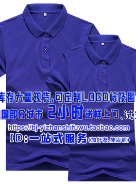 双色丝光 精品T恤衫 宝蓝色 短袖 广告T恤 POLO衫 可定制标志图案