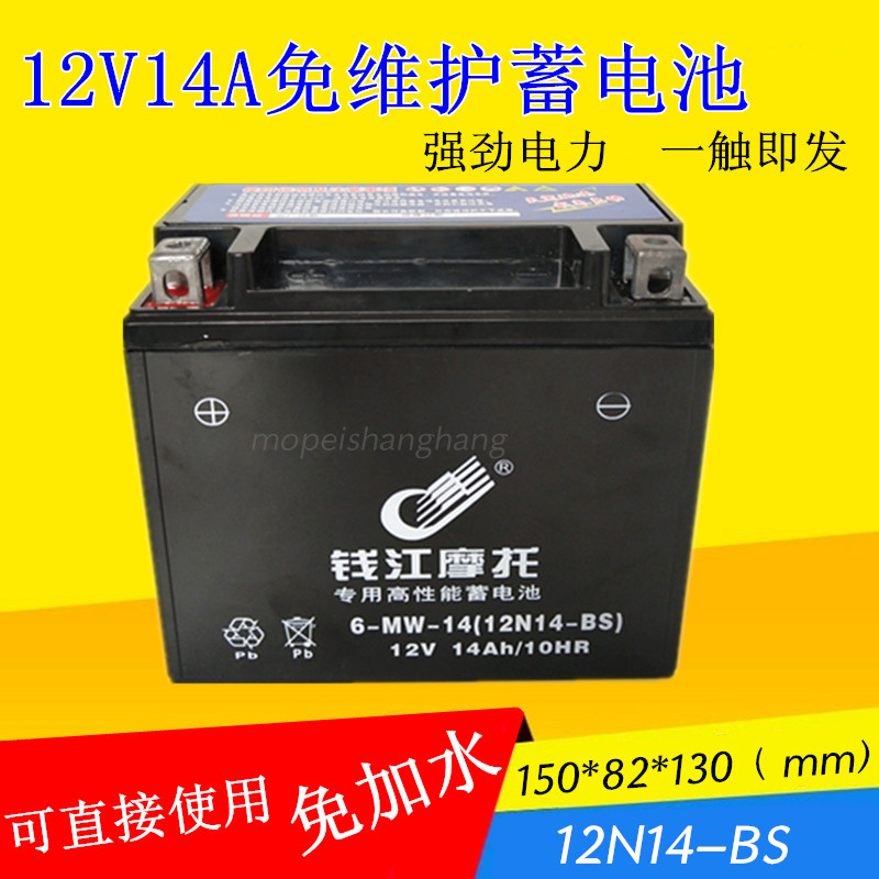 摩托车电瓶12V14Ah三轮摩托车免维护蓄电池适用隆鑫宗申福田五星