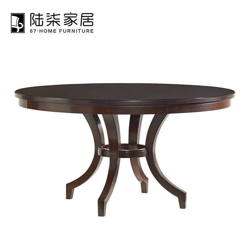 陆柒家居餐厅小户型美式乡村实木拼花1.2圆餐桌椅尺寸可定制