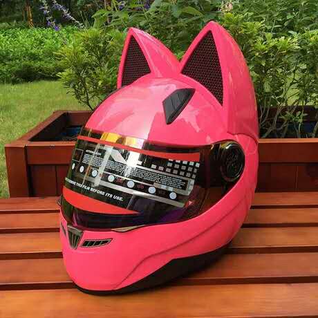 猫耳朵摩托车头盔男女个性酷四季通用防雾越野机车全盔保暖安全帽