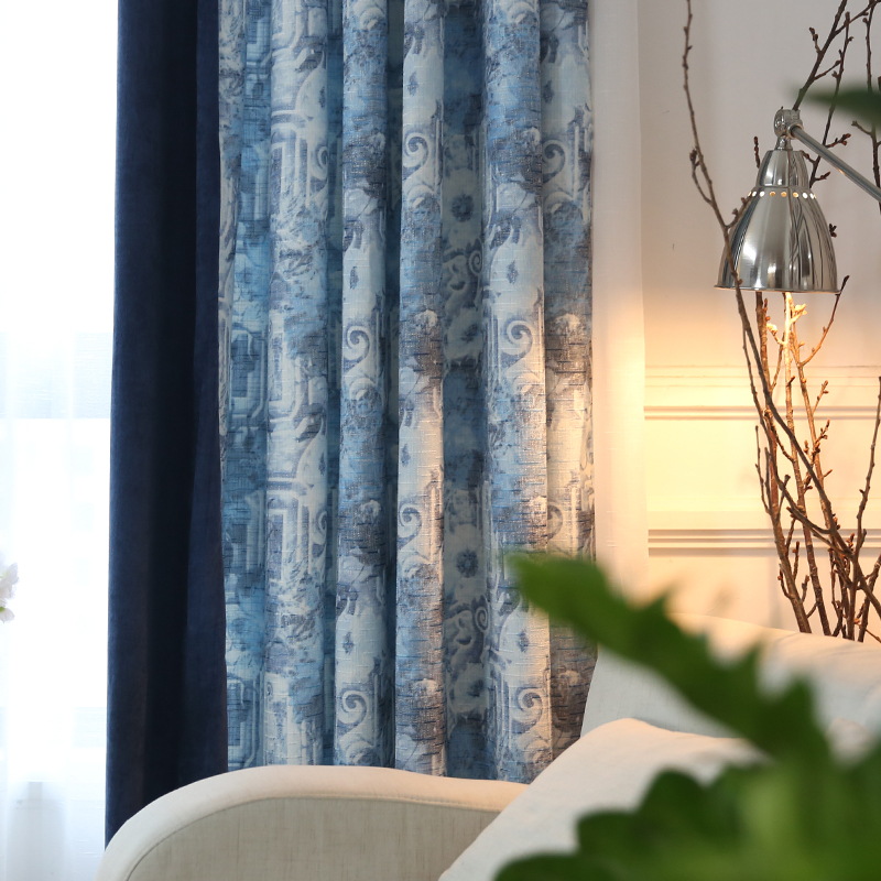 现代简约欧式加厚棉麻质感提花遮光窗帘客厅卧室书房飘窗成品定制