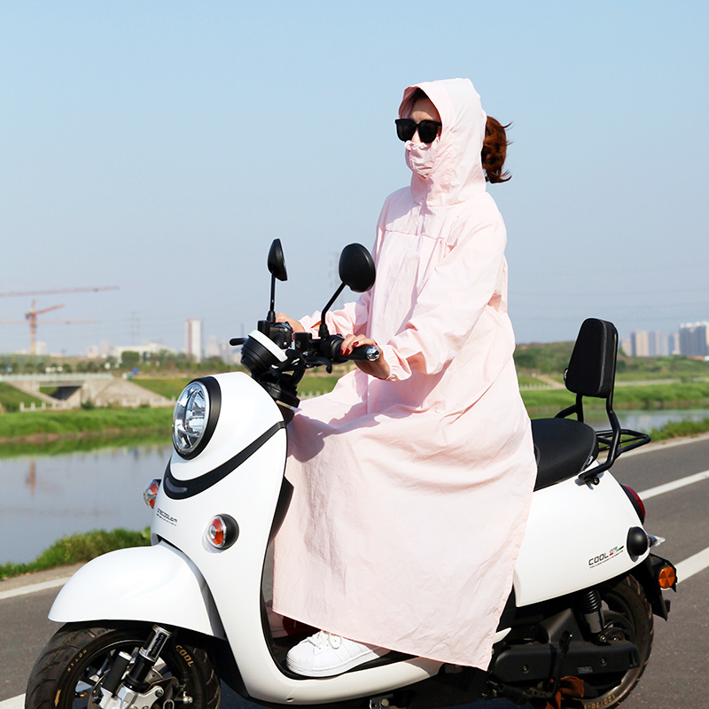 2024新款骑车加长防晒衣服女夏季全身电动摩托车防紫外线连帽遮脸