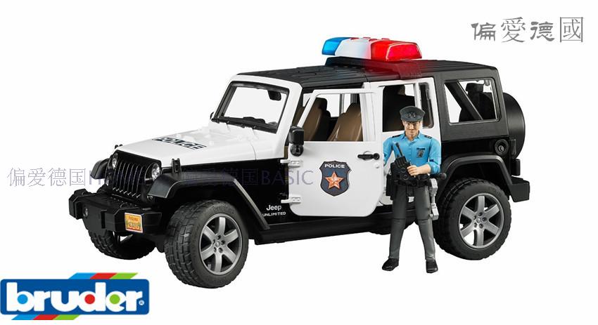 德国进口Bruder 吉普警车模型警察局警察人偶鸣笛儿童玩具车