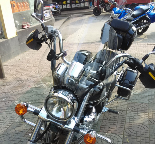 摩托车pc挡风玻璃GZ150/GN250风挡 圆灯挡风玻璃天剑王街车导流罩