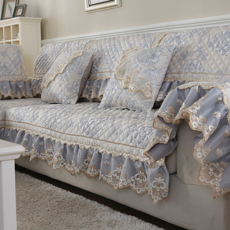 欧式沙发垫四季通用布艺防滑坐垫客厅简约现代万能全包沙发套灰色