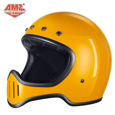 高档AMZ新款复古全盔摩托车男个性酷全覆式四季安全帽哈雷机车头