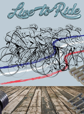 健身房动感单车壁纸公路车山地车自行车店墙纸手绘运动涂鸦壁画