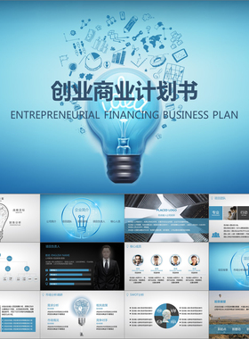 【动态PPT】创意智慧灯泡商业计划书企业策划书融资动画PPT模板