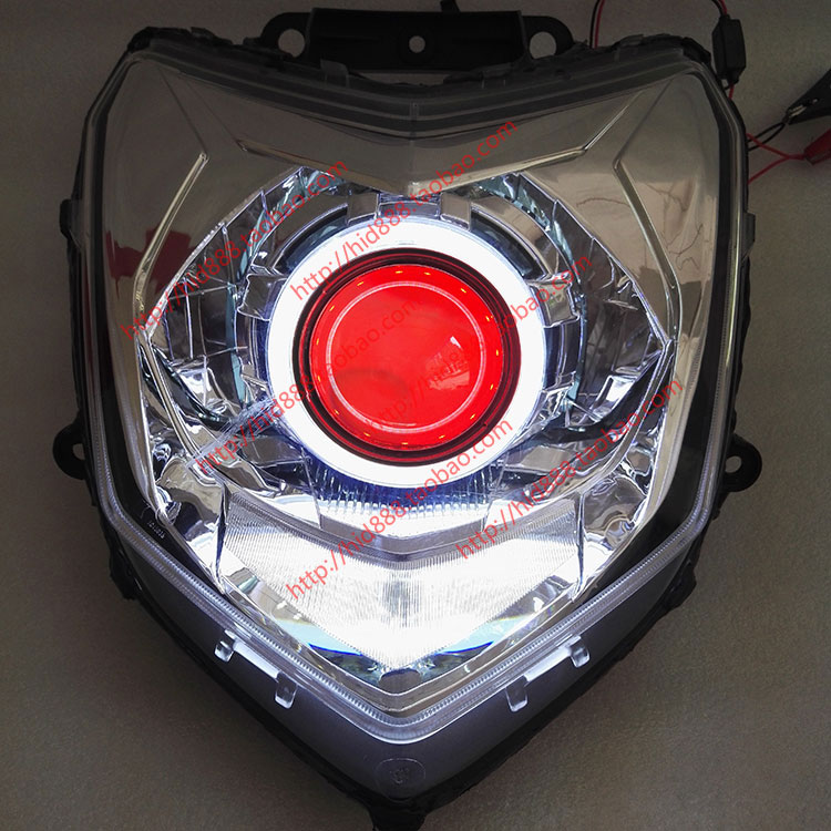 雅马哈赛鹰CYGNUS GT125摩托车改装Q5透镜氙气灯天使眼恶魔大灯