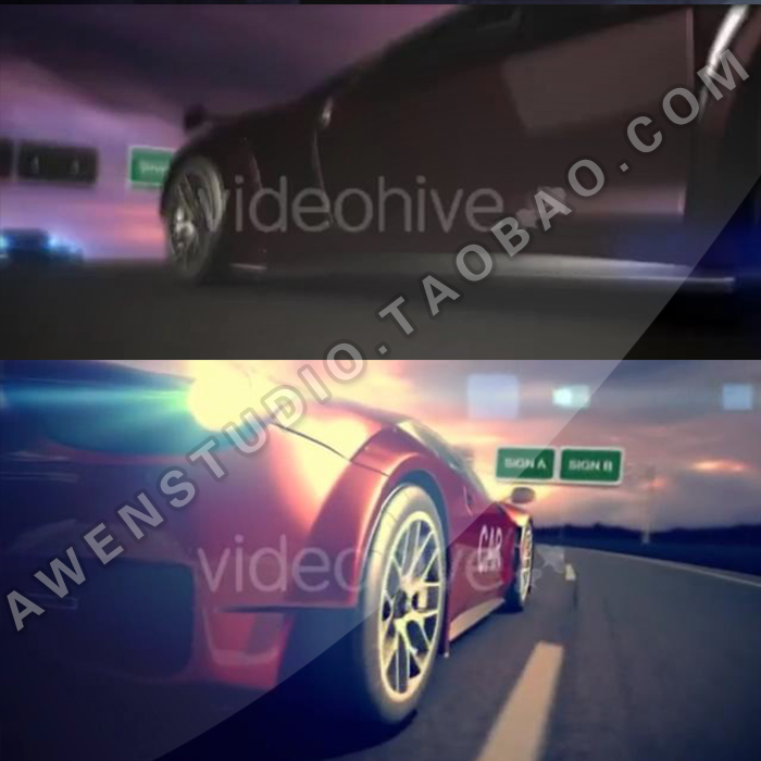 赛车赛道超车logo演绎出标志片头动画运动体育游戏类展示AE模板