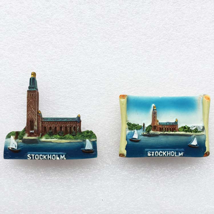 瑞典标志建筑斯德哥尔摩市政厅旅游纪念立体风景冰箱磁性贴伴手礼