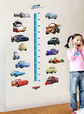 汽车赛车总动员身高贴可移除卡通动漫墙贴麦昆车贴纸壁纸测量身高