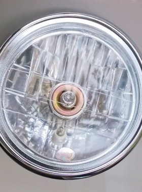 摩托车圆灯总成7寸玻璃大灯罩卤素灯泡EN125天剑车头灯壳改装透镜
