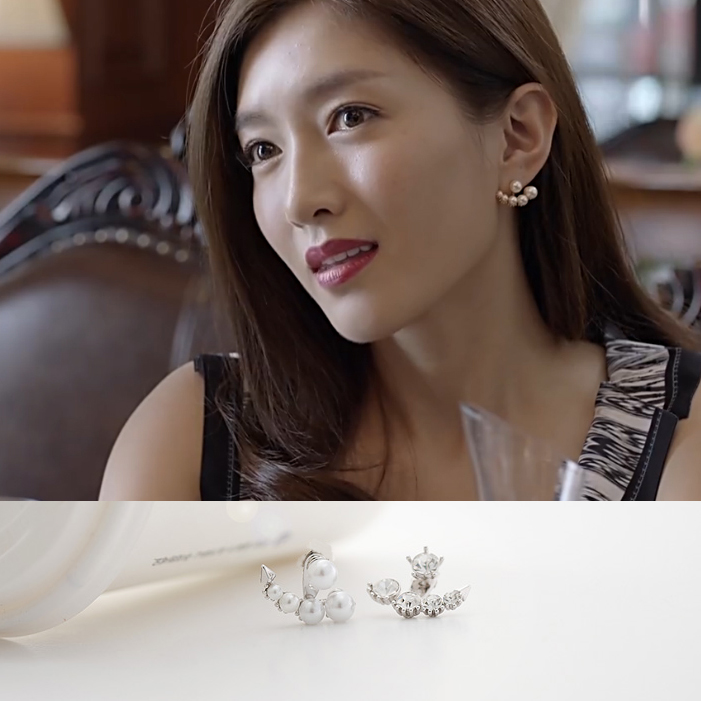 韩国耳饰品进口 钢针美女的诞生莎拉同款水钻珍珠不对称耳钉