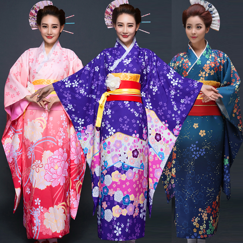 促销日本传统长款女士和服正装表演出舞台服lovelive海未妮可