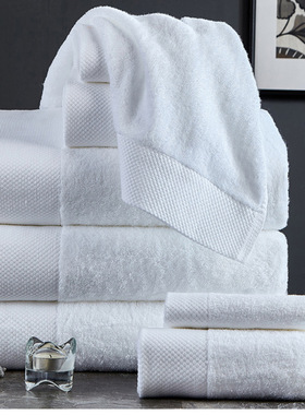 五星级酒店宾馆铂金锻超吸水白毛巾浴巾美容院会所可定制logo纯棉