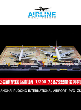 1:200 飞机沙盘模型上海浦东国际机场模型图纸双机位成品木质地台