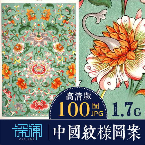 中国中式传统古典民族风手绘瓷器缠枝花纹纹样图案集高清背景素材