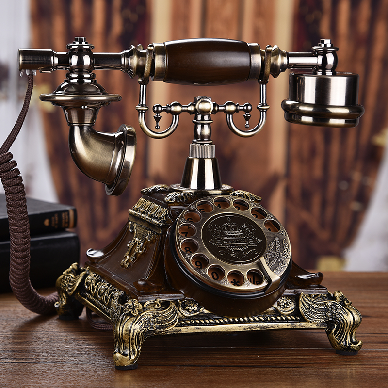 欧式复古电话机座机家用仿古电话机时尚创意老式转盘电话无线插卡