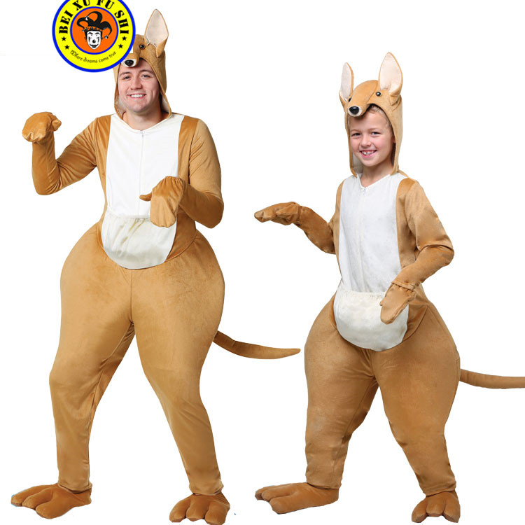 COS服动物袋鼠演出服 成人儿童澳大利亚动物袋鼠服豪华袋鼠亲子装