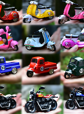 摩托车跑车踏板车玩具模型合金小车男孩三轮回力滑行 儿童玩具车