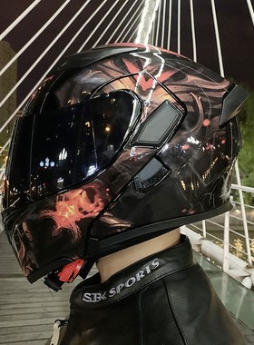 艾狮头盔男女士摩托车夏季揭面盔安全帽全盔四季蓝牙半盔机车电动