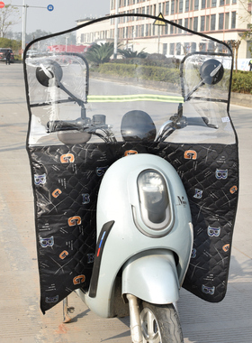 电动电瓶车前挡风罩冬季女装摩托车踏板车骑车透明挡风板防雨神器