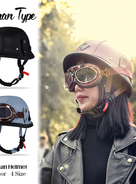 三3c认证复古摩托机车头盔男女通用半盔夏季瓢盔电动电瓶车安全帽