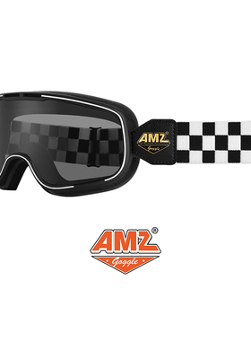 AMZ摩托车风镜哈雷头盔护目镜复古机车骑行防晒越野防风镜戴眼镜