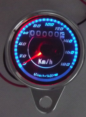 摩托车改装仪表/机械里程表/LED双色照明/发光指针/码表/180KM