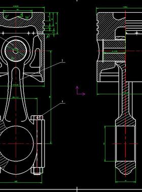 活塞结构设计与工艺设计2D图机械CAD素材